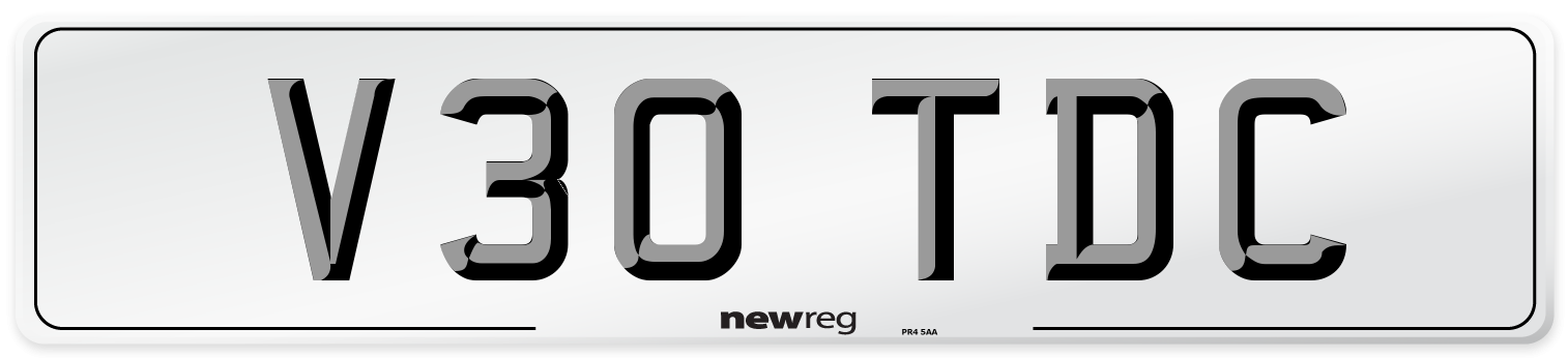 V30 TDC Number Plate from New Reg